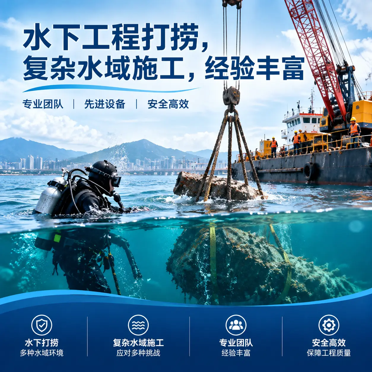 水下工程打捞，复杂水域施工，经验丰富甘南